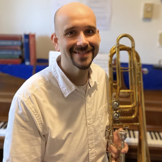 William Saurman, low brass and trombone teacher at the NJ School of Music in Medford